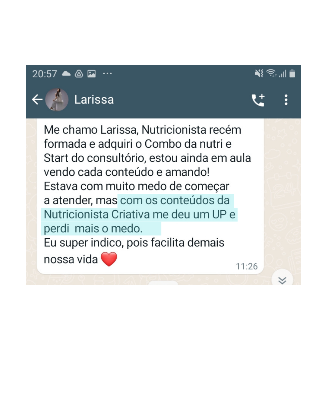 Print real de depoimento 7