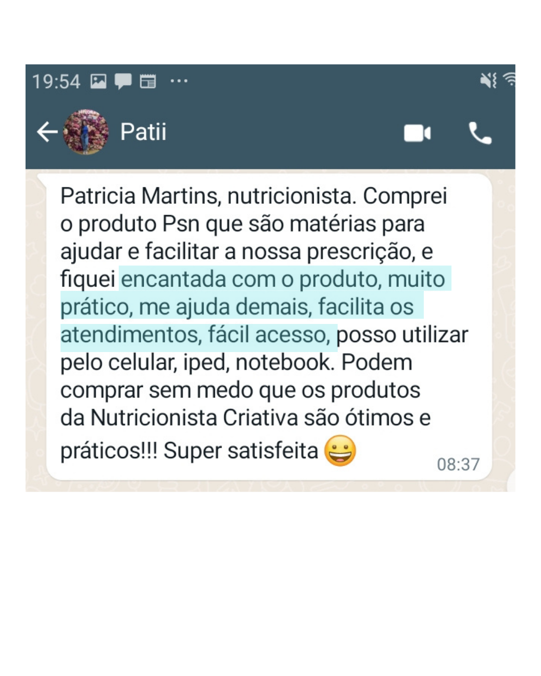 Print real de depoimento 12