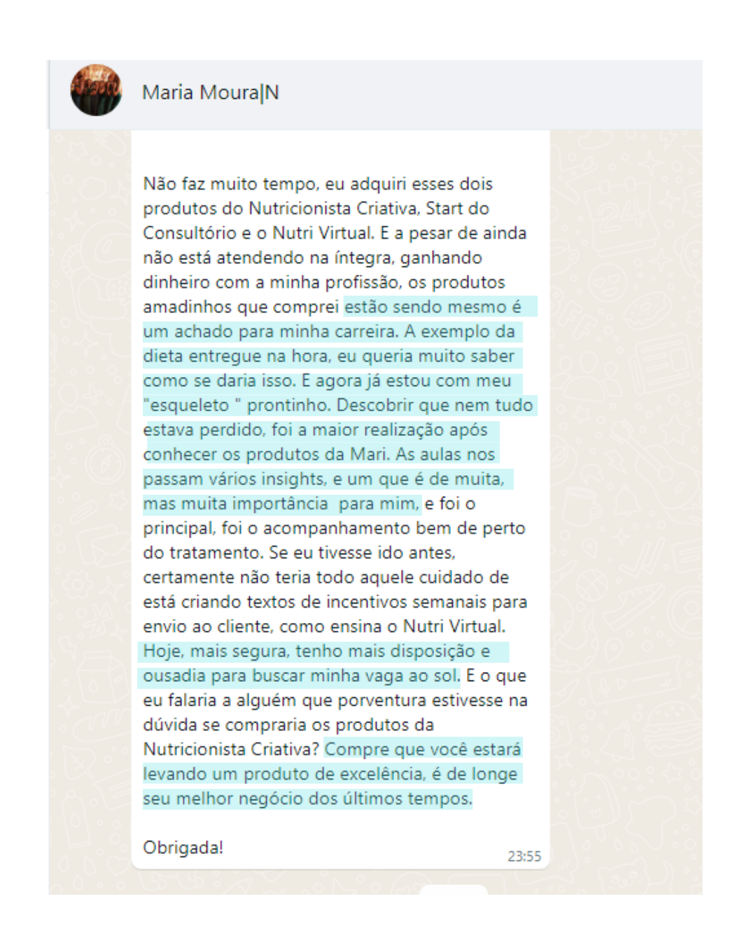 Print real de depoimento 10