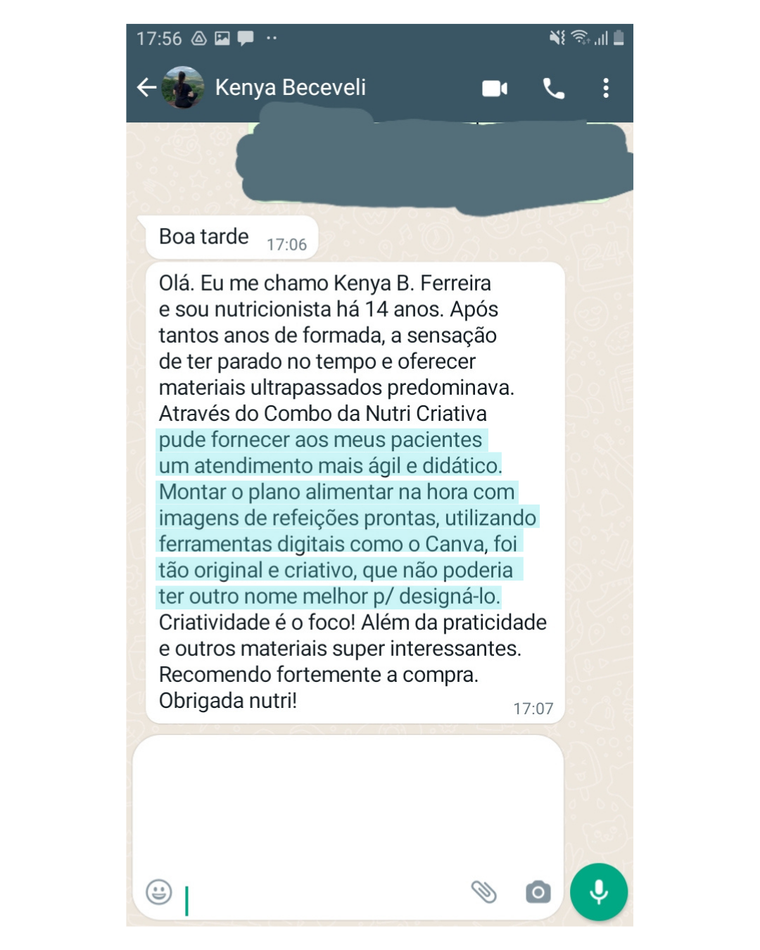 Print real de depoimento 3